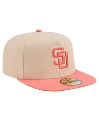 New Era Men's Light Beige/Coral San Diego Padres Two-Tone Color Pack A-Frame 59FIFTY Fitted Hat