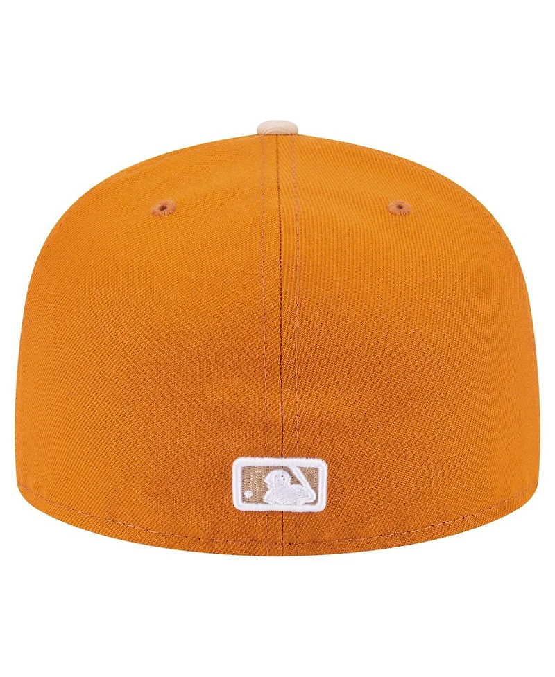 New Era Men's Orange/Light Beige Atlanta Braves Two-Tone Color Pack A-Frame 59FIFTY Fitted Hat