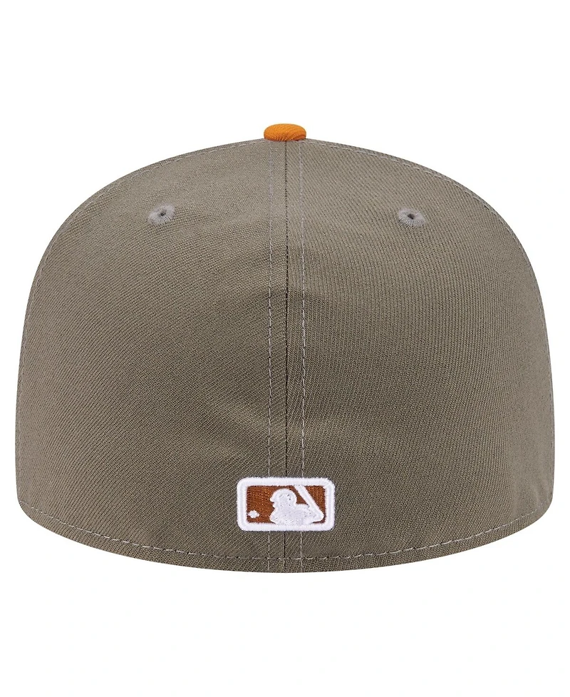 New Era Men's Olive/Orange Boston Red Sox Two-Tone Color Pack A-Frame 59FIFTY Fitted Hat