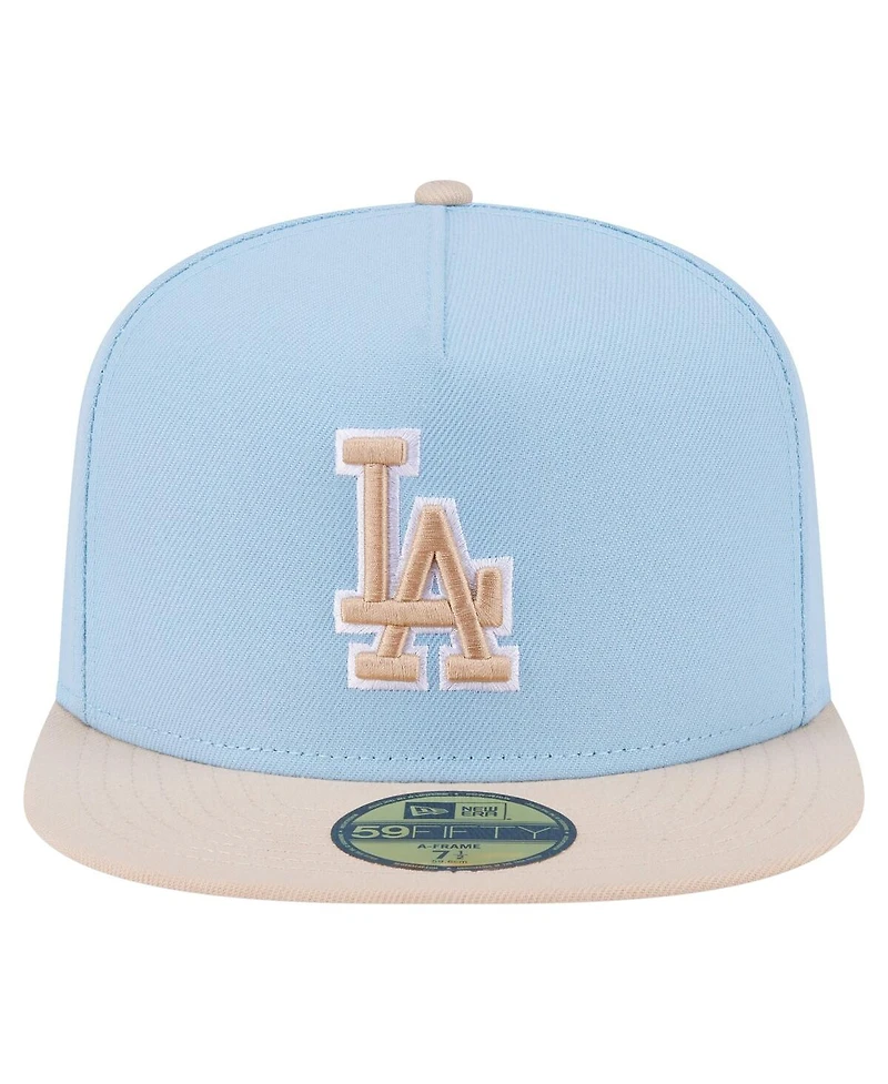 New Era Men's Light Blue/Cream Los Angeles Dodgers Two-Tone Color Pack A-Frame 59FIFTY Fitted Hat