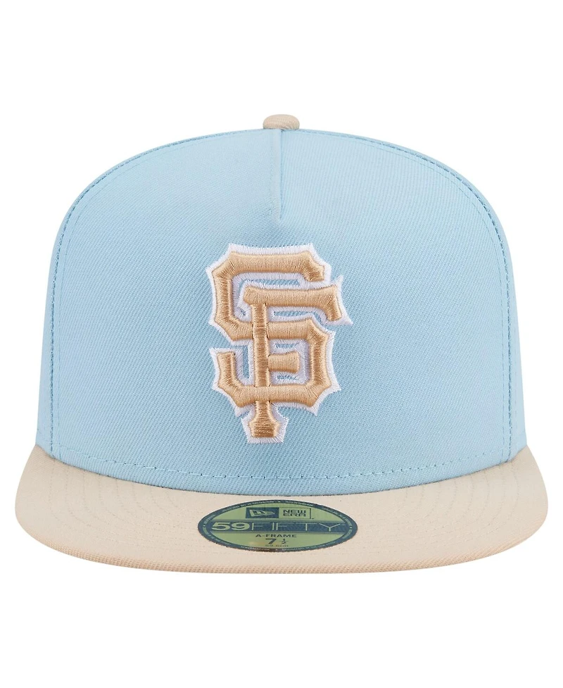 New Era Men's Light Blue/Cream San Francisco Giants Two-Tone Color Pack A-Frame 59FIFTY Fitted Hat