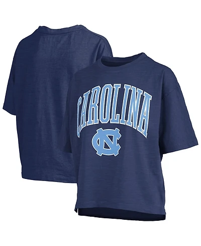 Pressbox Women's Navy North Carolina Tar Heels Nelson Arch Over Logo Waist Length Oversized Slub T-Shirt