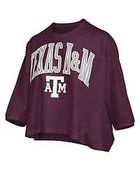 Pressbox Women's Maroon Texas A M Aggies Midi Arch Over Logo Oversized T-Shirt