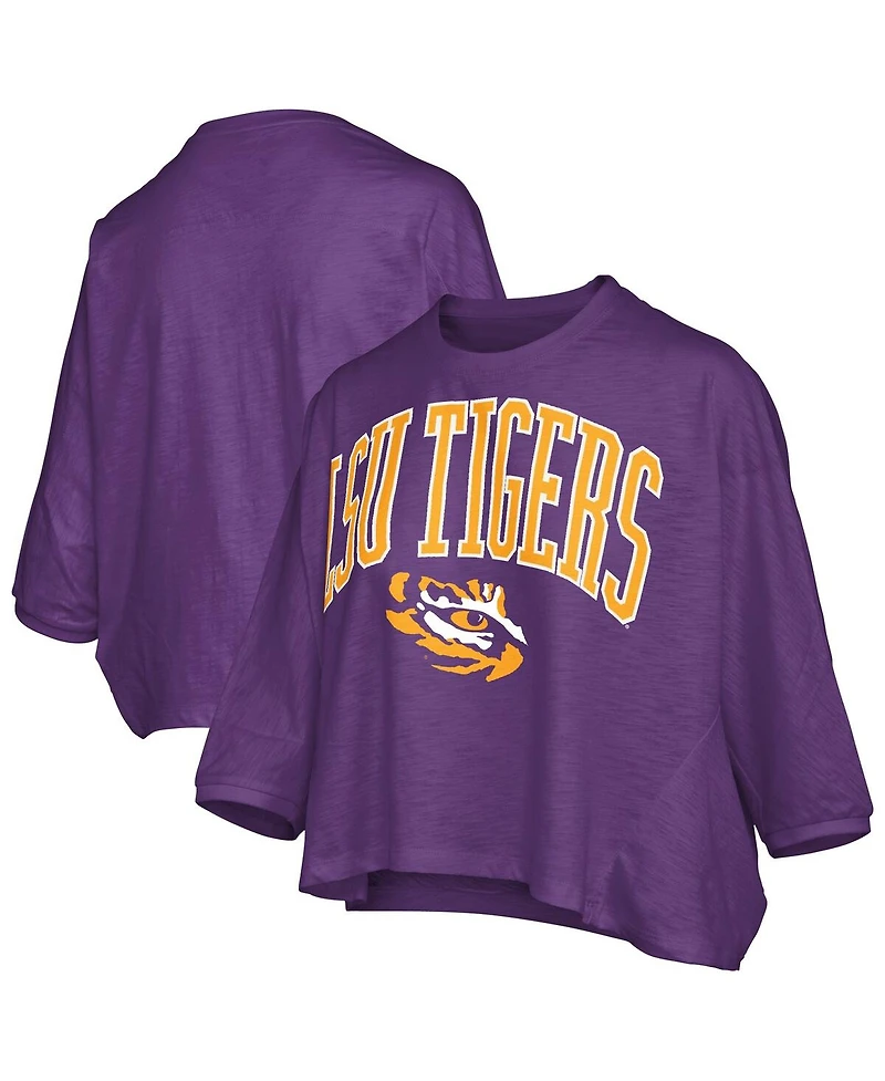 Pressbox Women's Purple Lsu Tigers Midi Arch Over Logo Oversized T-Shirt