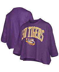 Pressbox Women's Purple Lsu Tigers Midi Arch Over Logo Oversized T-Shirt