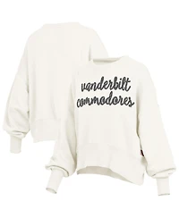 Pressbox Women's Cream Vanderbilt Commodores Oversized Chelsea Waist Length Pullover Sweatshirt