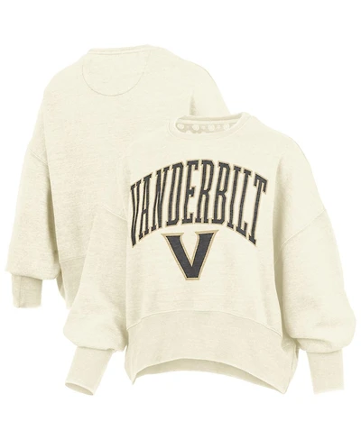 Pressbox Women's Natural Vanderbilt Commodores Oversized Waist-Length Crewneck Sweatshirt