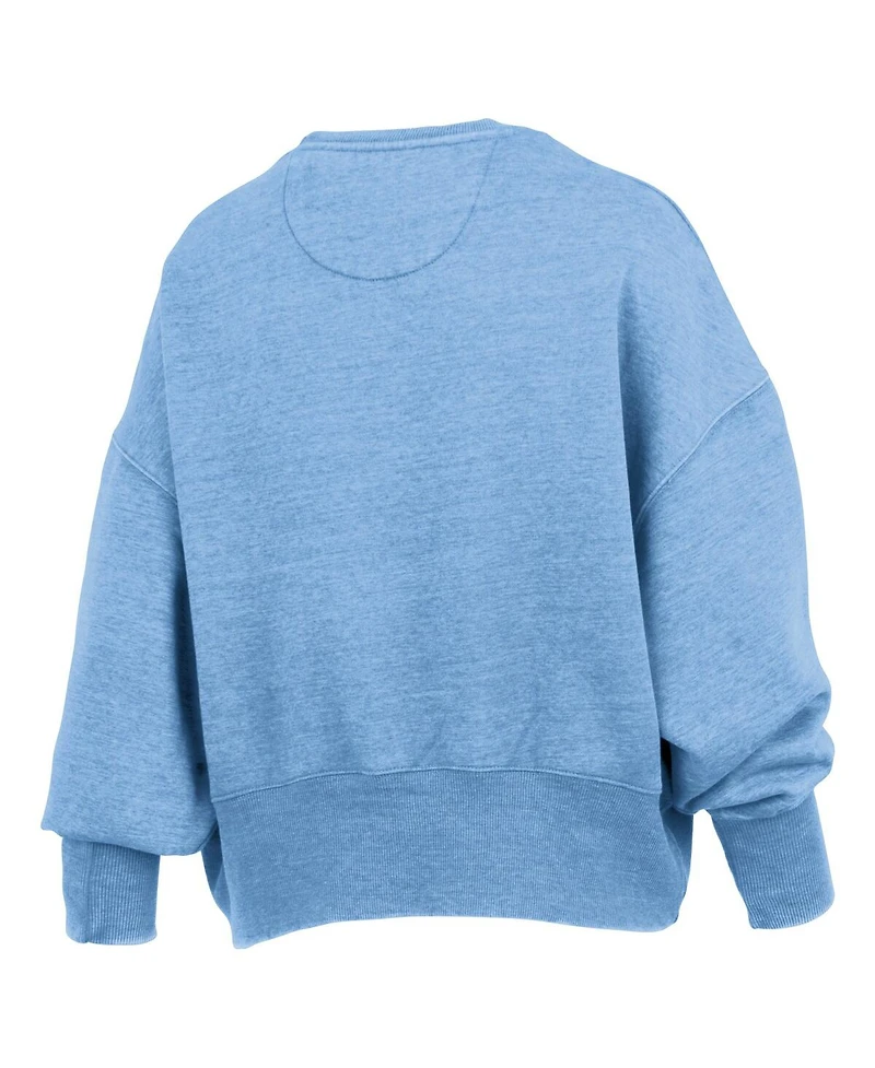 Pressbox Women's Carolina Blue North Tar Heels Oversized Waist-Length Crewneck Sweatshirt