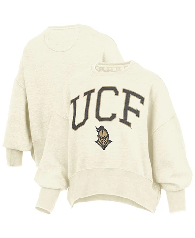 Pressbox Women's Natural Ucf Knights Oversized Waist-Length Crewneck Sweatshirt
