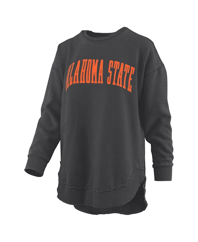 Pressbox Women's Black Oklahoma State Cowboys Melange Poncho Vintage Fleece Long Sleeve Pullover Sweatshirt