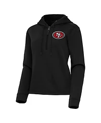 Antigua Women's Black San Francisco 49ers Contemporary Quarter-Zip Hoodie