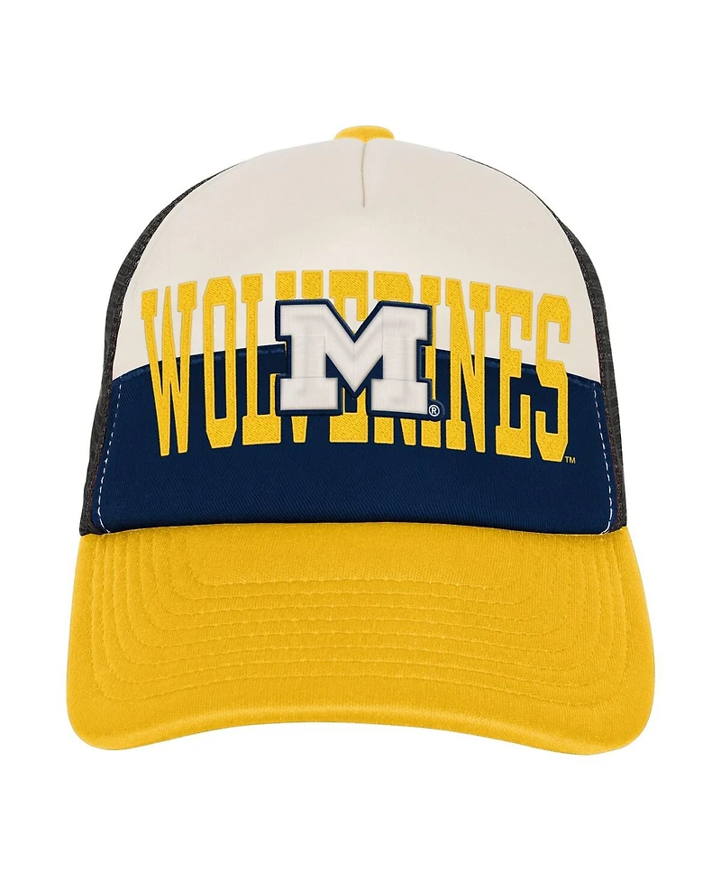 Outerstuff Big Boys and Girls Navy/Cream Michigan Wolverines Modern Fan Trucker Adjustable Hat