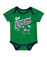 Outerstuff Baby Boys and Girls 3-Pack Notre Dame Fighting Irish All Day Play Bodysuit Set