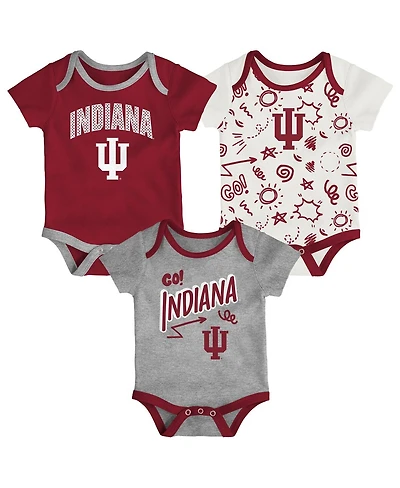 Outerstuff Baby Boys and Girls 3-Pack Indiana Hoosiers All Day Play Bodysuit Set