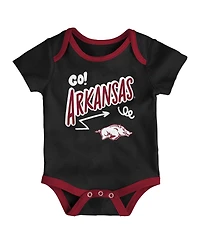 Outerstuff Baby Boys and Girls 3-Pack Arkansas Razorbacks All Day Play Bodysuit Set