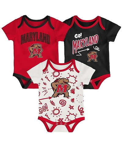 Outerstuff Baby Boys and Girls 3-Piece Maryland Terrapins All Day Play Bodysuit Set