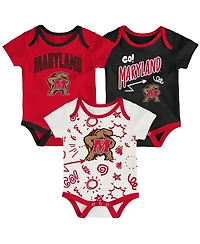 Outerstuff Baby Boys and Girls 3-Piece Maryland Terrapins All Day Play Bodysuit Set