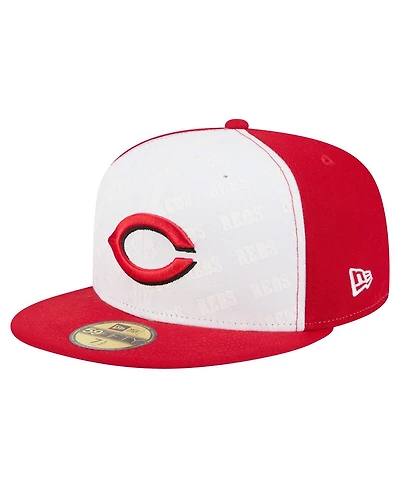 New Era Men's White/Red Cincinnati Reds Repeat 59FIFTY Fitted Hat