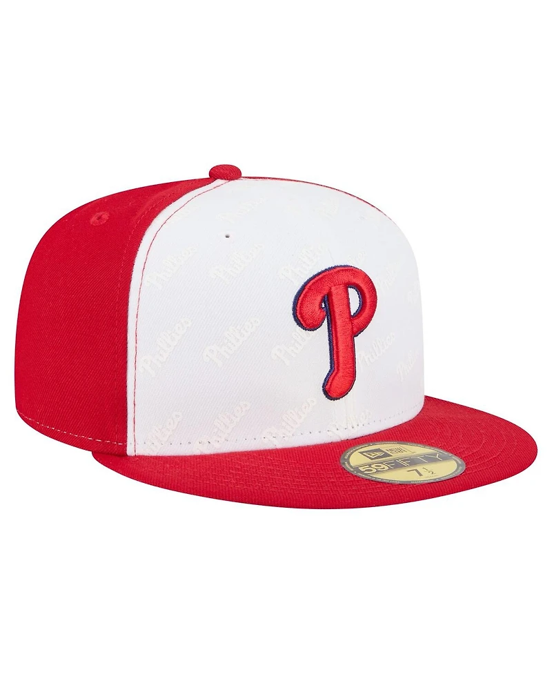 New Era Men's White/Red Philadelphia Phillies Repeat 59FIFTY Fitted Hat