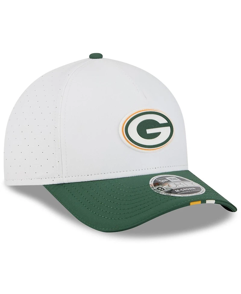 New Era Big Boys and Girls White/Green Green Bay Packers 2025 Nfl Training Camp A-Frame 9FORTY Adjustable Hat