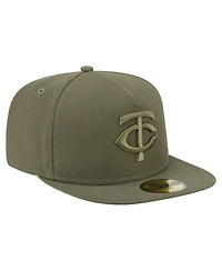 New Era Men's Olive Minnesota Twins Color Pack A-Frame 59FIFTY Fitted Hat