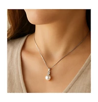 Pearl Pendant Necklace with Cubic Zirconia Accent Stone Necklace