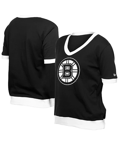 New Era Women's Black Boston Bruins Game Day Rhinestuds T-Shirt