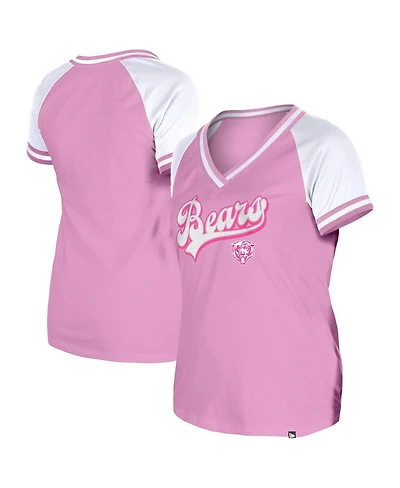 New Era Women's Pink Chicago Bears Mommy Me V-Neck T-Shirt