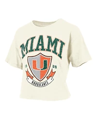 Pressbox Women's Cream Miami Hurricanes Buckler Vintage Cropped T-Shirt
