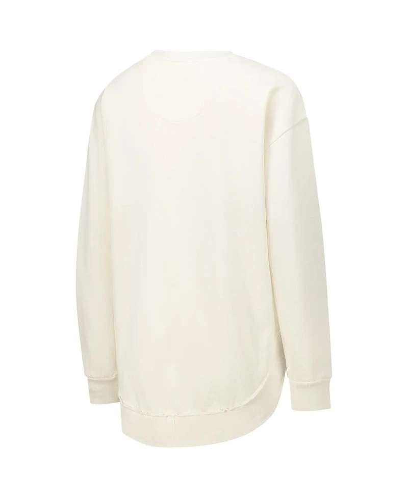 Pressbox Women's Cream Michigan Wolverines Poncho Fleece Crew Sweatshirt