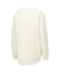 Pressbox Women's Cream Michigan Wolverines Poncho Fleece Crew Sweatshirt