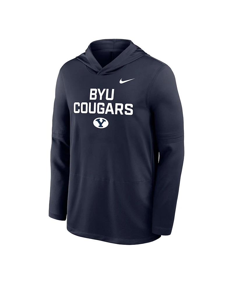 Nike Men's Navy Byu Cougars 2025 Sideline Dri-fit Long Sleeve Hoodie T-Shirt