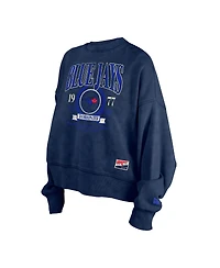 New Era Women's Navy Toronto Blue Jays City Connect Throwback Enzyme Wash Boxy Cropped Sweatshirt