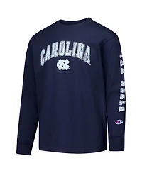 Champion Big Boys and Girls Navy North Carolina Tar Heels Distressed Arch Over Logo Long Sleeve T-Shirt