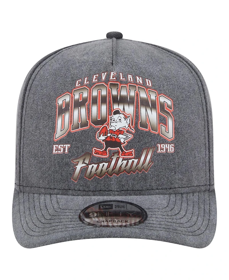 New Era Men's Black Cleveland Browns Throwback Washed A-Frame 9FIFTY Snapback Hat