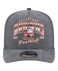 New Era Men's Black Cleveland Browns Throwback Washed A-Frame 9FIFTY Snapback Hat