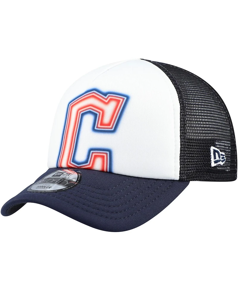 New Era Toddler White/Navy Cleveland Guardians Painted A-Frame 9FORTY Trucker Adjustable Hat