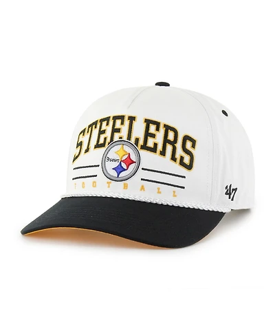 '47 Brand Men's White/Black Pittsburgh Steelers Roscoe Two-Toned Hitch Adjustable Hat