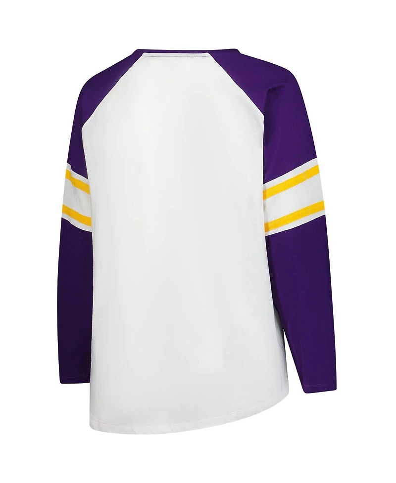 Fanatics Women's White Minnesota Vikings Plus Redzone Lace Up Long Sleeve T-Shirt