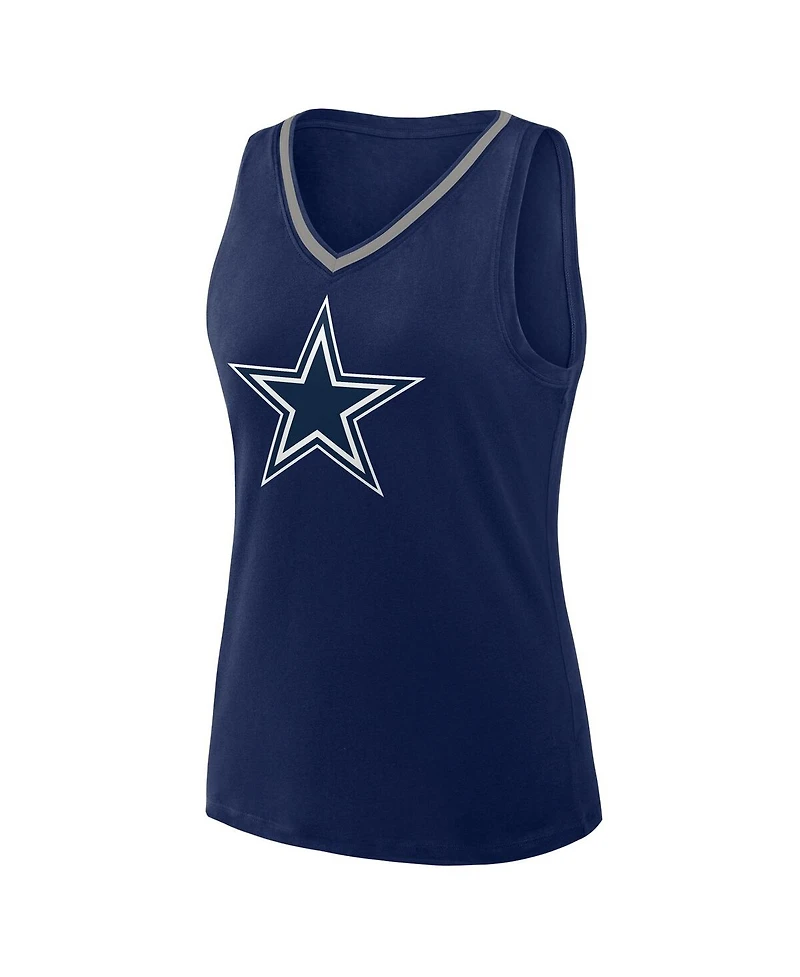 Logo Athletic Women's Navy Dallas Cowboys Plus Stellar Win V-Neck Tank Top