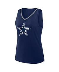 Logo Athletic Women's Navy Dallas Cowboys Plus Stellar Win V-Neck Tank Top