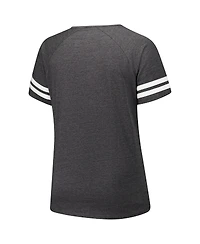 Fanatics Women's Charcoal Arizona Cardinals Plus Logo Striped Raglan Notch Neck T-Shirt