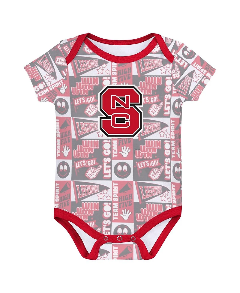 Outerstuff Newborn 3-Pack Red Nc State Wolfpack Sunday Comics Bodysuit Set