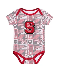 Outerstuff Newborn 3-Pack Red Nc State Wolfpack Sunday Comics Bodysuit Set