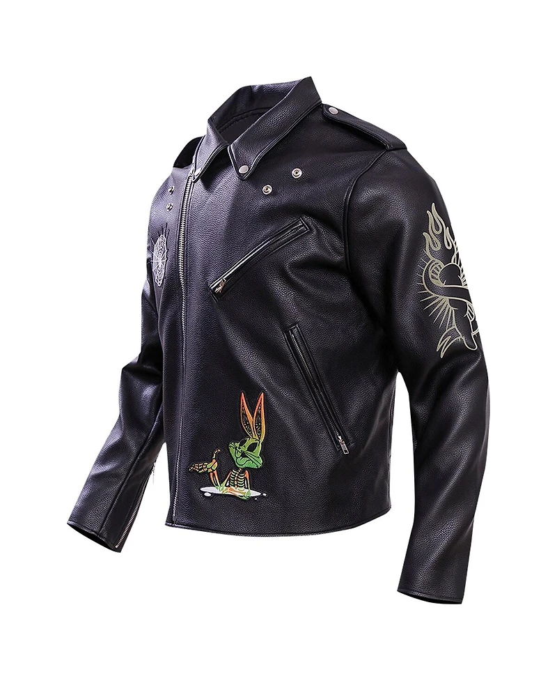 Freeze Max Men's Black Looney Tunes Lola Bunny Biker Full-Zip Jacket