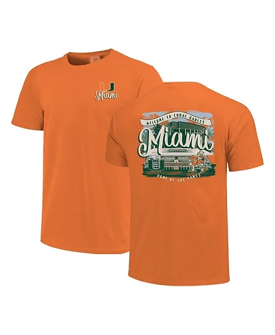 Image One Women's Orange Miami Hurricanes Comfort Colors Campus Scene Drawing Script T-Shirt