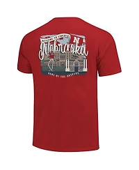 Image One Women's Scarlet Nebraska Huskers Comfort Colors Campus Scene Drawing Script T-Shirt