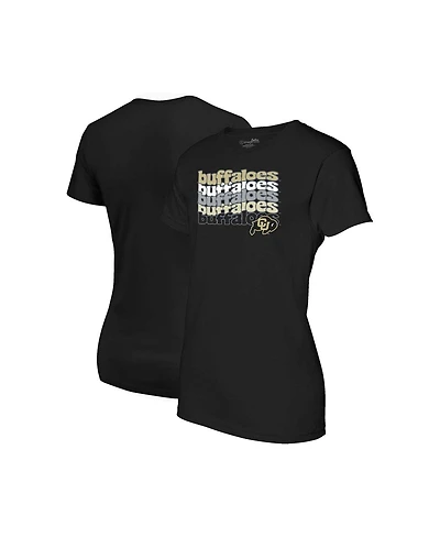 Image One Women's Black Colorado Buffaloes Repeat Slogan Boyfriend T-Shirt
