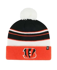 '47 Brand Big Boys and Girls Black/Orange Cincinnati Bengals Peewee Cuffed Knit with Pom Hat