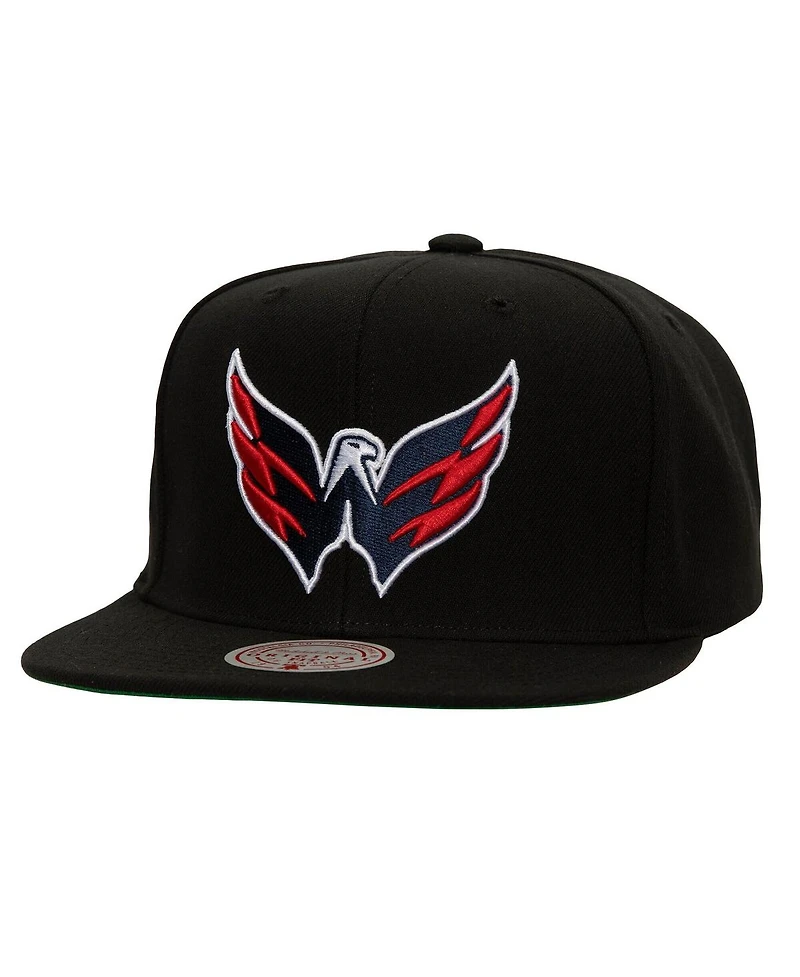 Mitchell & Ness Men's Black Washington Capitals Core Top Spot Snapback Hat